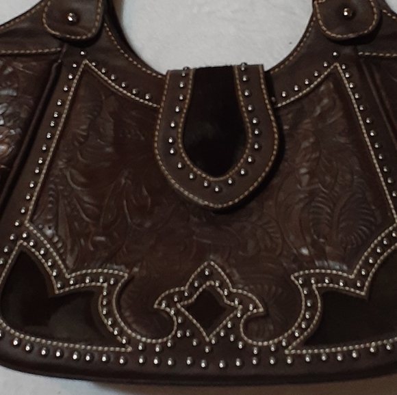 Trinity Ranch Embellished Hair on Hide Shoulder Bag - Picture 2 of 9